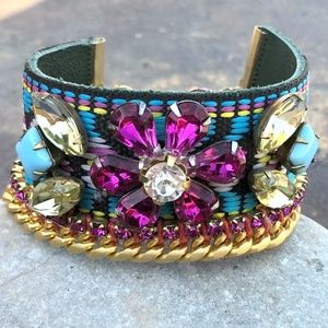 Bohemian Cuff Friendship Bracelet w/Crystals OOAK!